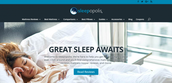 A Sleepopolis honlapja