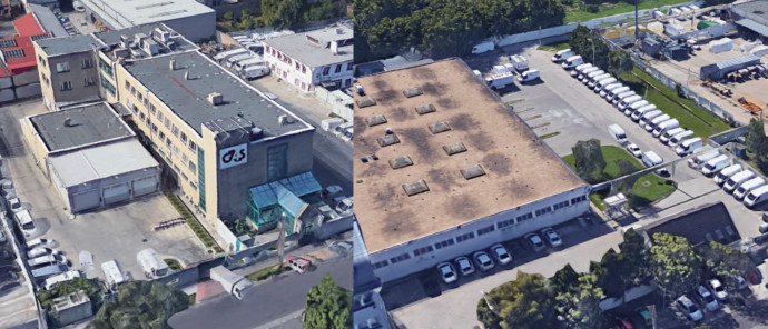 A G4S és az MPT Security szigorúan őrzött telephelyei Budapesten, Google Earth.