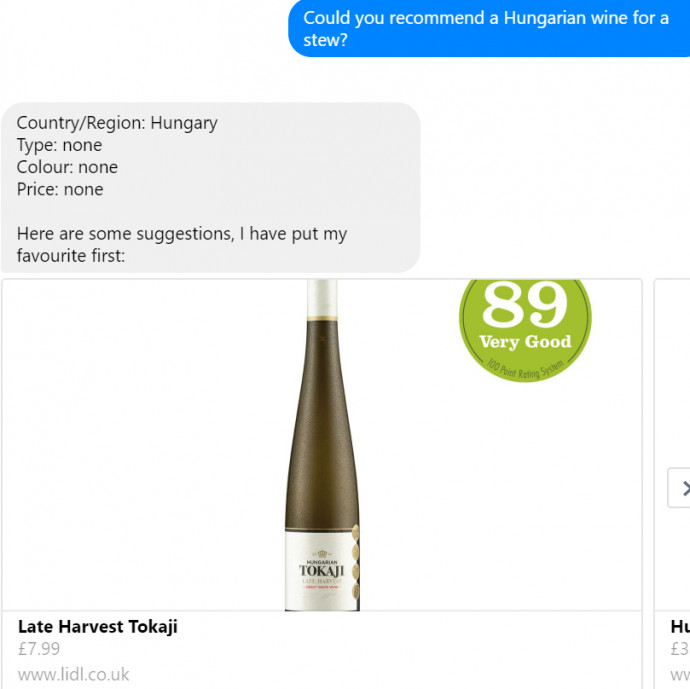 Megkértük a Lidl robotját, ajánljon bort egy gulyáshoz, és ez lett belőle