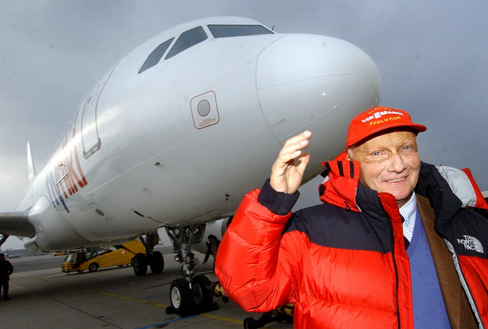 Niki Lauda 2003-ban Bécsben, a Niki indulásakor. Fotó: AFP/Europress