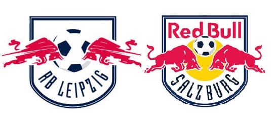 A két Red Bull-csapat, a Lipcse és a Salzburg logója