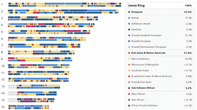 DNS-teszt mintaeredménye. Fotó: 23andMe