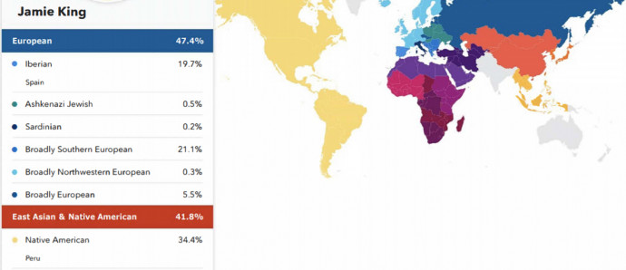 Mintaeredmény részlete a 23andMe-től.