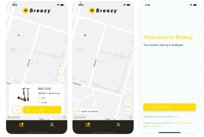 A Breezy applikáció az iPhone AppStore-ban.
