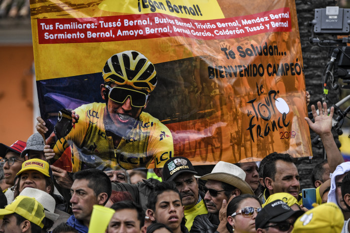Egan Bernal várják a szurkolói a szülővárosában, miután megnyerte a Tour de France-t. Fotó:AFP/Europress