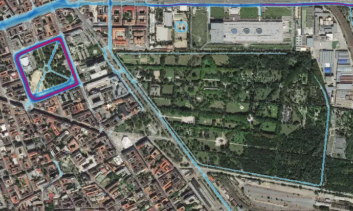 A Fiumei úti sírkert futó-hőtérképe. Forrás: Strava