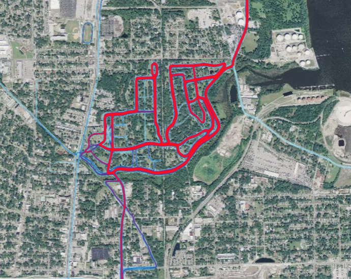 A floridai Jacksonville futó-hőtérképe. Fotó: Strava