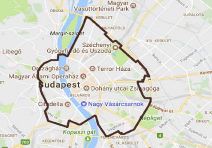 A tervezett dugódíj határa. Forrás: Budapesti Mobilitási Terv