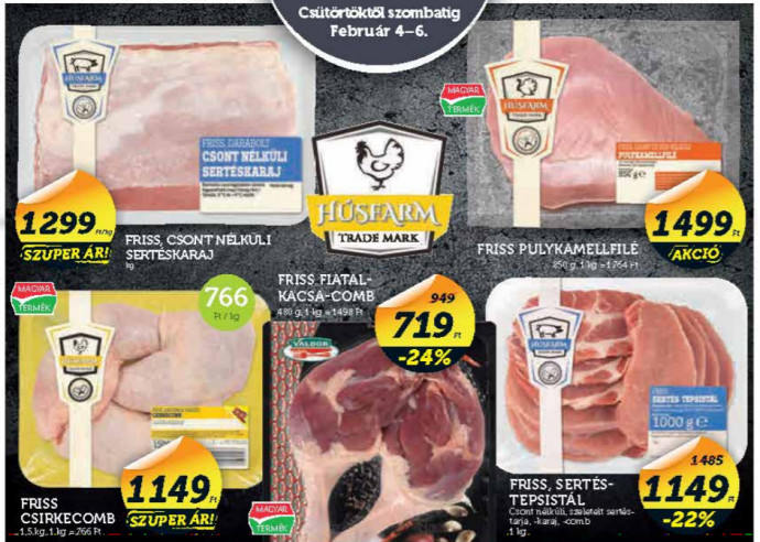 Húskínálat a Lidl akciós újságjában, 2016 februárjában.