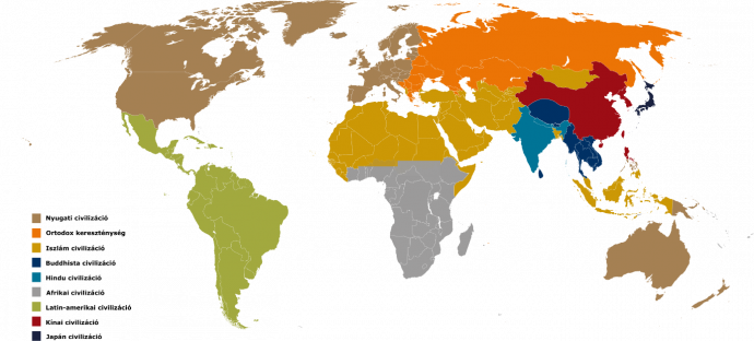 Samuel P. Huntington civilizációs térképe (Danube Capital saját szerkesztés)