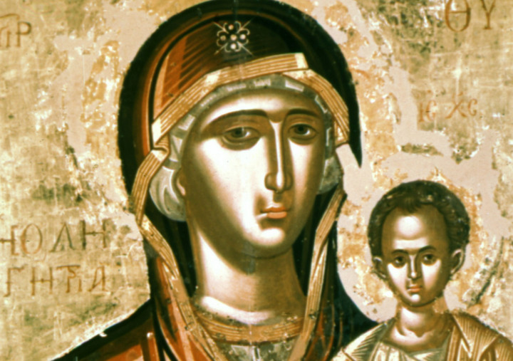 A Madonna gyermekkel című festmény részlete a 16. századi AthénbólForrás: Byzantine Museum / AFP