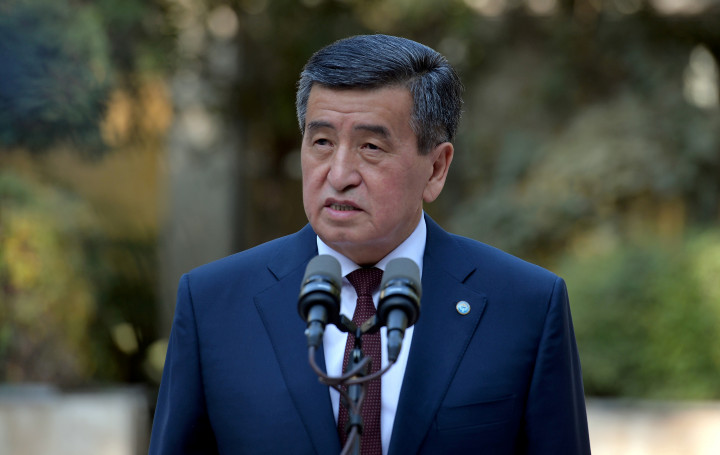 Dzseenbekov mond beszédet a választás eredménye után 2020 október 4-én.Fotó: Sultan Dosaliev / Kyrgyz Presidential Press Service / Reuters