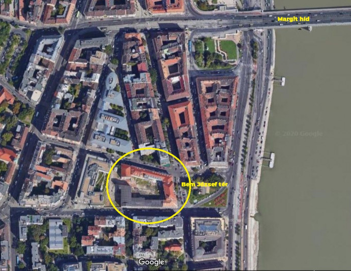 A Radetzky-laktanya elhelyezkedése a Google Maps képén.