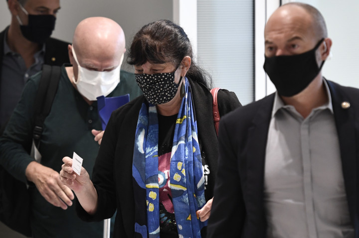 Marika Bret érkezik a Charlie Hebdo merénylet ügyének tárgyalására 2020. szeptember 9-énFotó: Stephane de Sakutin / AFP