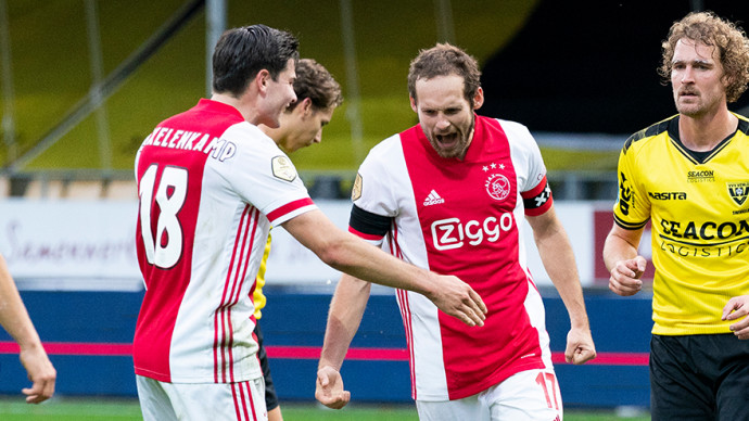 Blind öröme, a hetedik gól volt az övé, Fotó, Ajax.nl