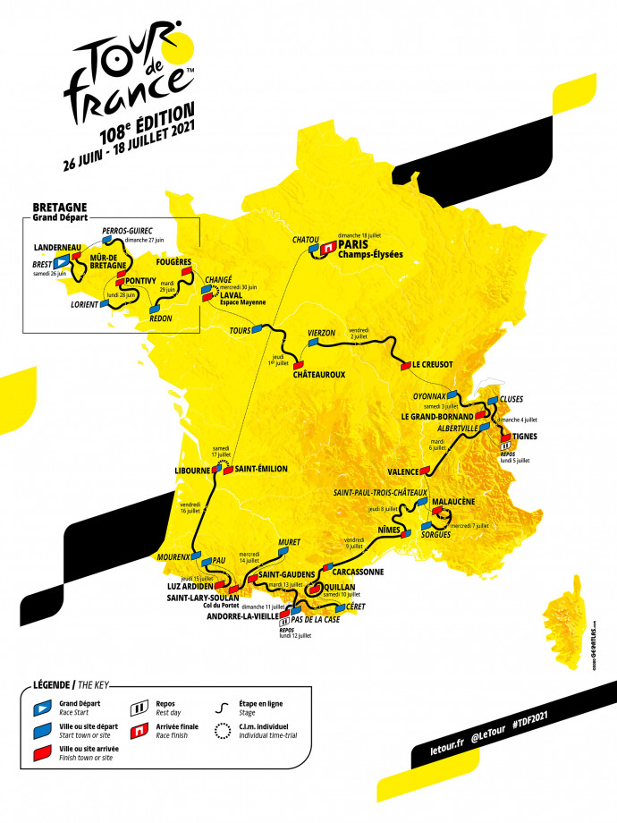 A 2021-es Tour de France útvonala – Fotó: ASO/Handout via REUTERS 
