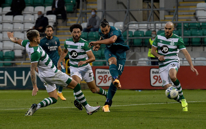 Ibrahimović gólt szerez a Shamrock Rovers ellen játszott Európa-liga-meccsen 2020 szeptemberébenFotó: Charles McQuillan / Getty Images