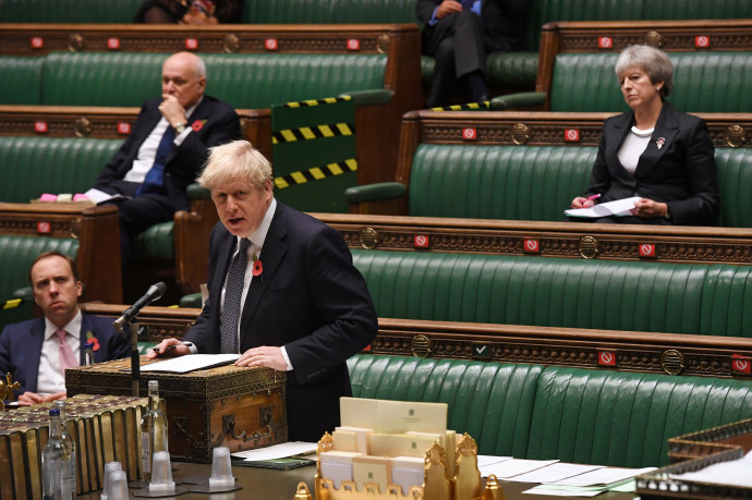 Boris Johnson a londoni parlament alsóházában 2020. október 4-én – Fotó: Jessica Taylor/UK Parliament/AFP