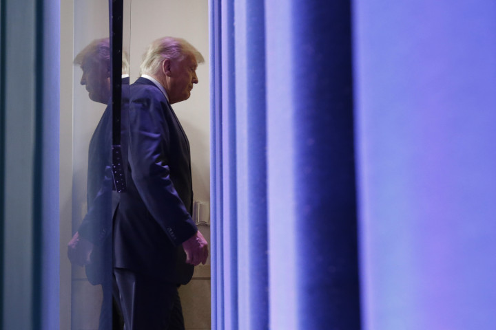 Donald Trump távozik a beszéd után – Fotó: Chip Somodevilla / Getty Images / AFP