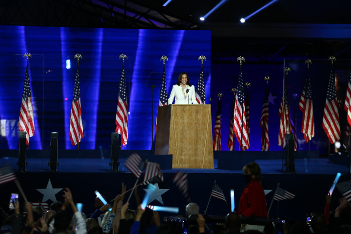 Kamala Harris győzelmi beszédet mond november 7-én Wilmingtonban, Joe Biden felvezetésekéntFotó: Tasos Katopodis / Getty Images via AFP
