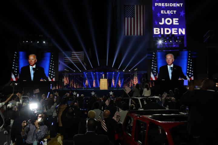 Joe Biden győzelmi beszédet mond november 7-én WilmingtonbanFotó: Tasos Katopodis / Getty Images via AFP