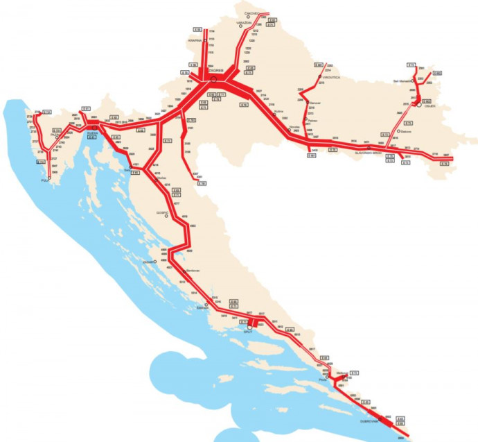 A horvátországi e-utak napi forgalmi adatai