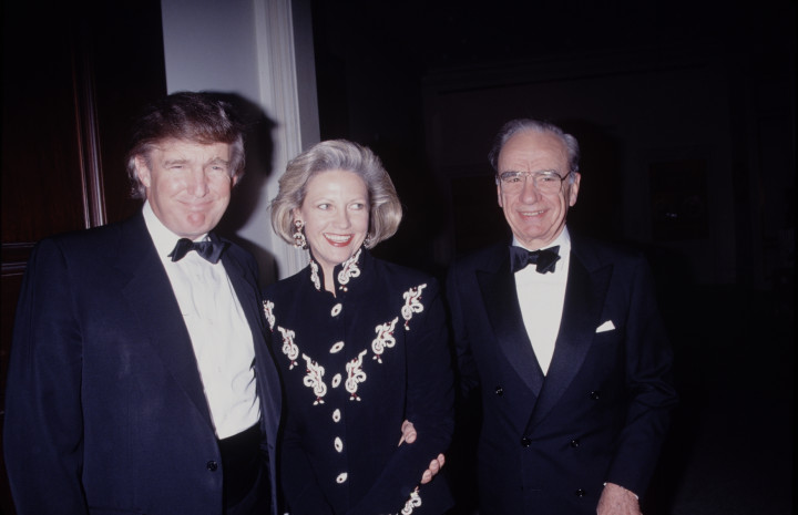 Donald Trump, Rupert Murduch és felesége Anna Murdoch Mann a 90-es években – Fotó: The LIFE Picture Collection / Getty Images