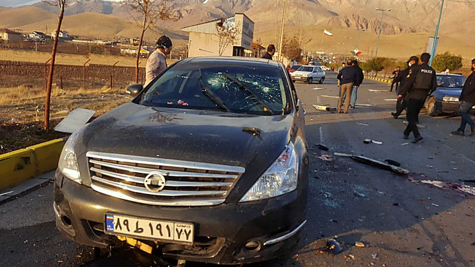 Fahrizade autója a támadás után – Fotó: IRIB NEWS AGENCY / AFP