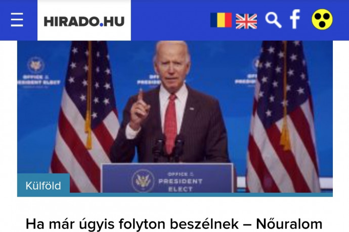 „Ha már úgyis folyton beszélnek” – írta a Hirado.hu címben, mikor arról számolt be, hogy Biden kommunikációs stábja nőkből áll