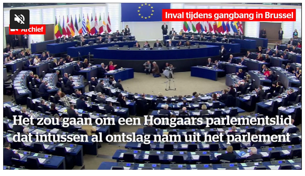 A belga lap videóján a felirat: Egy állítólag azóta lemondott magyar EP-képviselő is részt vett a partin
