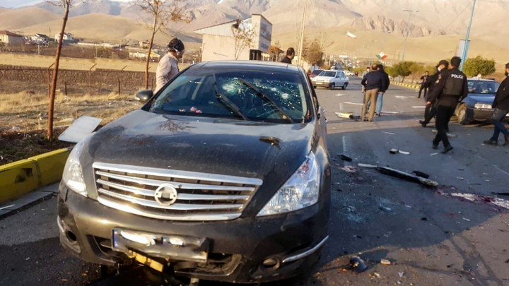 A Moszen Farizade elleni merénylet helyszíne 2020. november 27-én – Fotók: Reuters