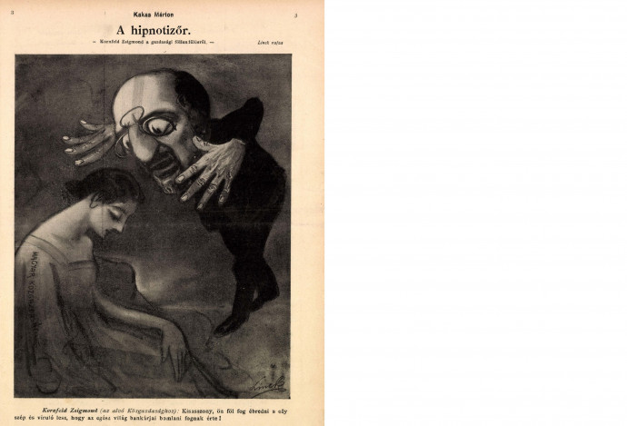 Kornfeld-karikatúra a Kakas Márton nevű vicclapban. Forrás: Arcanum, Kakas Márton, 1904.