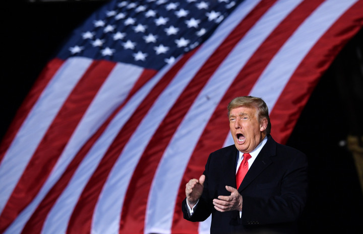 Donald Trump kampányol a republikánus jelöltek mellett 2021. január 4-én Atlantában – Fotó: Mandel Ngan / AFP