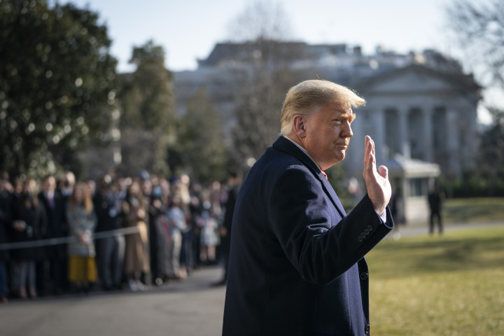 Donald Trump a Fehér Ház udvarán 2021. január 12-én – Fotó: Drew Angerer / Getty Images / AFP