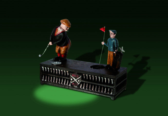 Golfozós persely az OTP Pénzügytörténeti Gyűjteményéből