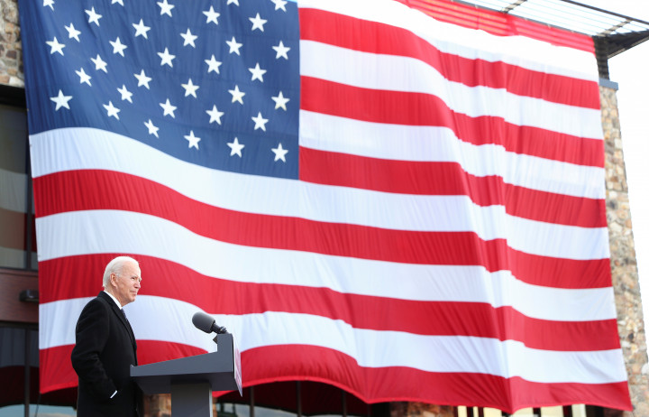 Joe Biden mond beszédet a Nemzeti Gárda elhunyt fiáról elnevezett Joseph R. „Beau” Biden III bázisán Delaware-ben 2021. január 19-én – Fotó: Tom Brenner / Reuters