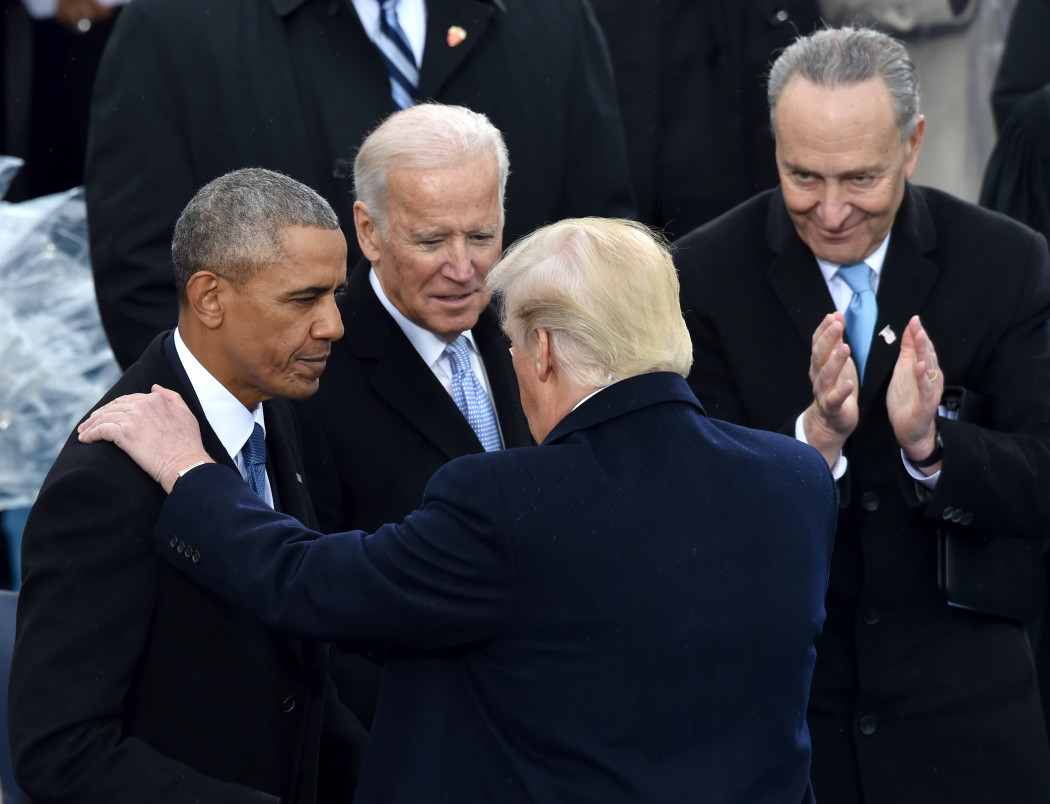 Barack Obama és Joe Biden Donald Trump beiktatásán 2017. január 20-án – Fotó: Paul J. Richards / AFP