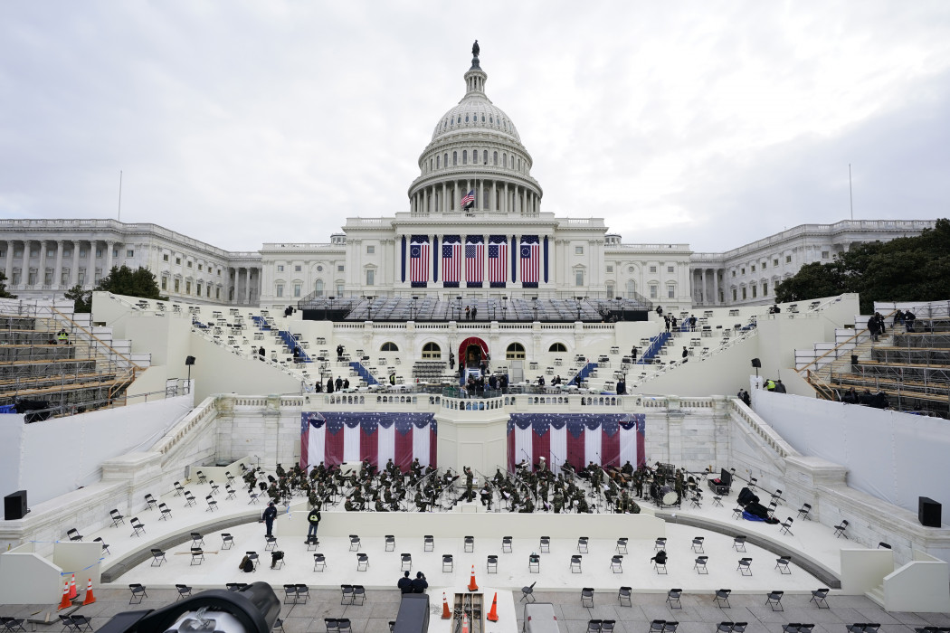A beiktatás főpróbája a Capitolium előtt 2021. január 19-én – Fotó: Patrick Semansky / Getty Imagas