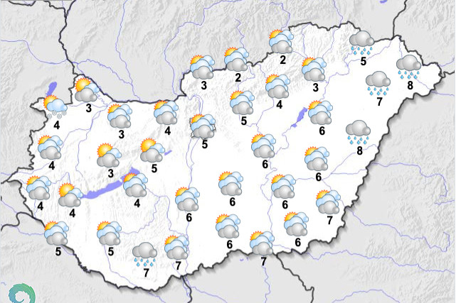 Délután jön az eső, este néhol havazás is lesz