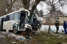 Fának ütközött egy busz Lőrinciben