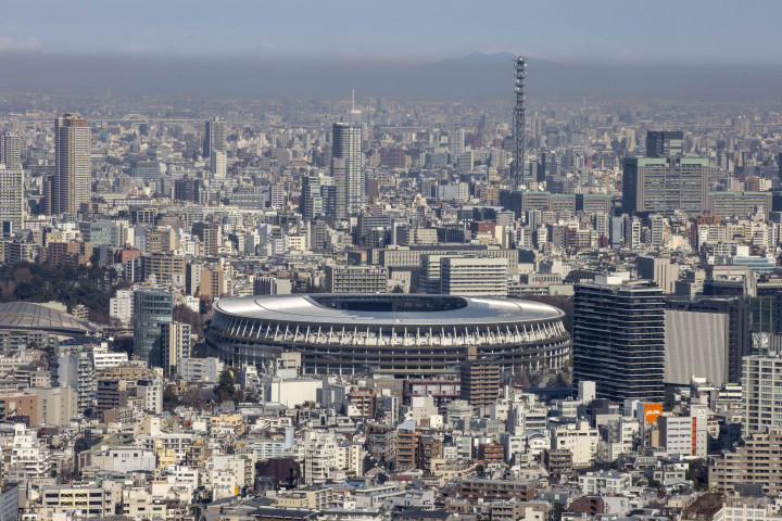 Tokió új olimpiai stadionja 2021 februárjában – Fotó: Behrouz Mehri / AFP