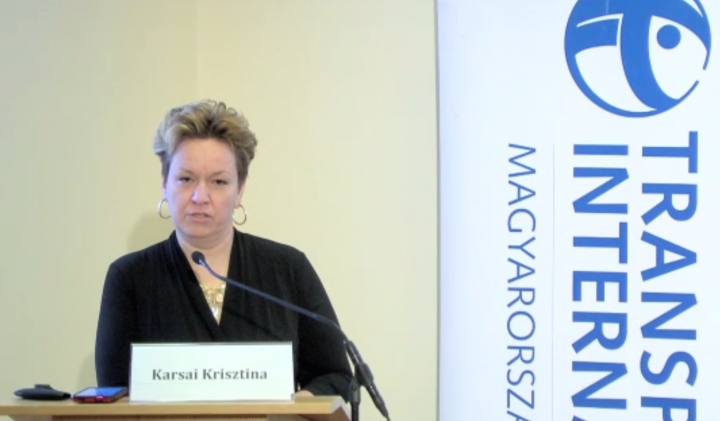 Karsai Krisztina, a Transparency International tanulmányának fő szerzője – Forrás: Transparency International Magyarország