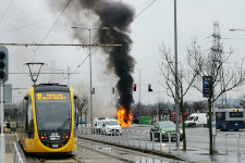 Lángolt egy busz a XI. kerületben