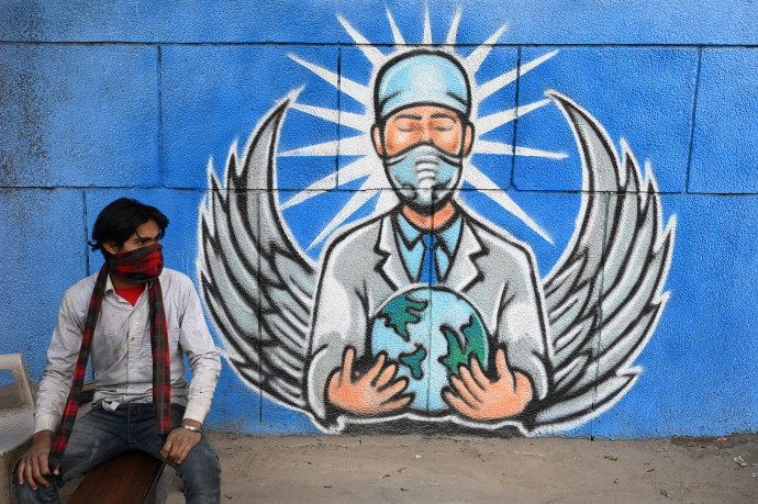 Falfestmény Delhiben. Fotó: AFP