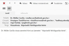 Perceken múlt, hogy nem tudták visszahívni Müller Cecília véletlenül kiküldött emailjét