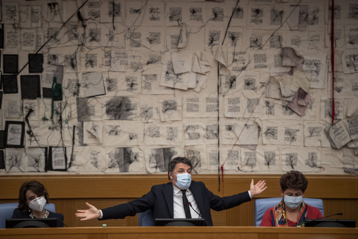 Matteo Renzi beszél a képviselőházban 2021 januárjában – Fotó: Antonio Masiello / Getty Images