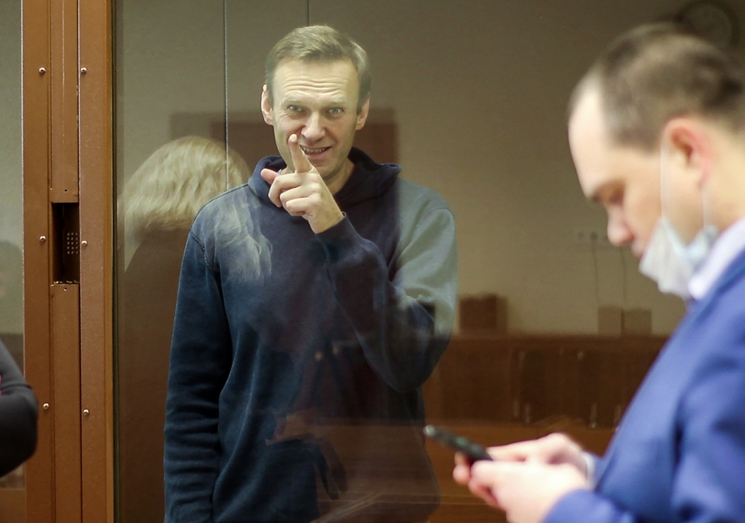 Alekszej Navalnij bírósági tárgyalása 2021. február 16-án, Moszkvában – Fotó: HANDOUT / MOSCOW'S BABUSHKINSKY DISTRICT COURT PRESS SERVICE / AFP