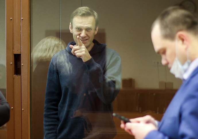Alekszej Navalnij bírósági tárgyalása 2021. február 16-án, Moszkvában – Fotó: HANDOUT / MOSCOW'S BABUSHKINSKY DISTRICT COURT PRESS SERVICE / AFP