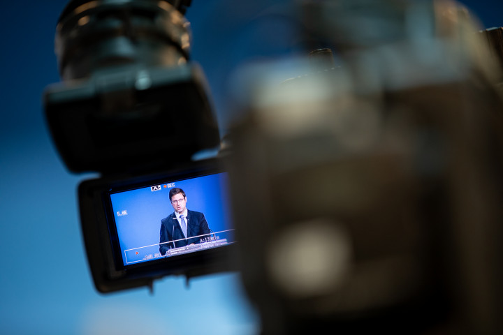 Gulyás Gergely, Miniszterelnökséget vezető miniszter Kormányinfó sajtótájékoztatón – Fotó: Ajpek Orsi / Telex