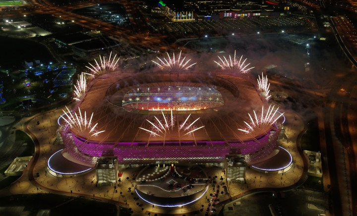 Katar 2020-es labdarúgó-világbajnokságra szánt dohai stadionjának ünnepélyes megnyitója 2020 decemberében – Fotó: Qatar 2022 / Supreme Committee / Getty Images